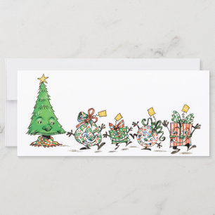 Mooie Cartoon Dansende Kerstcadeaus en Boom