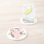 Mooie Cartoon Dansende Varken Onderzetter (Zijkant)