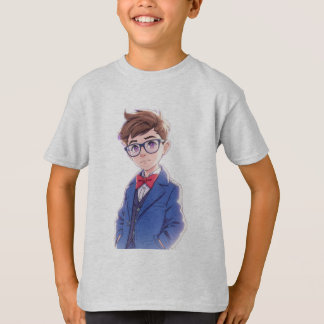 Mooie Cartoon Jongen in Blauwe Pak Kinderen T-shir T-shirt