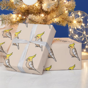 Mooie Cartoon Kaneel Kleurige Parkiet Papegaaien V Cadeaupapier