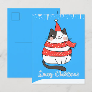 Mooie Cartoon Kat Vrolijk Kerstmis Vakantie Ansich Feestdagenkaart
