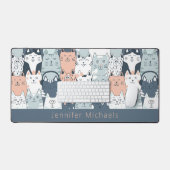 Mooie cartoon katten patroon met naam bureaumat (Keyboard & Muis)