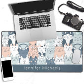 Mooie cartoon katten patroon met naam bureaumat