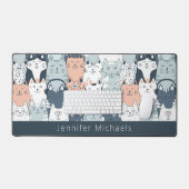Mooie cartoon katten patroon met naam bureaumat (Keyboard & Muis)