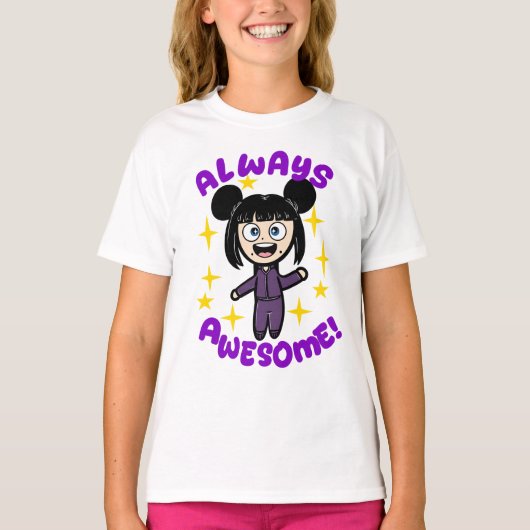 Mooie Cartoon Kinder T-shirt Met Grote Ogen (Voorkant)
