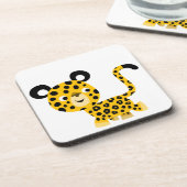 Mooie Cartoon Lachende Luipaard Set Onderzetters (Linkerzijde)