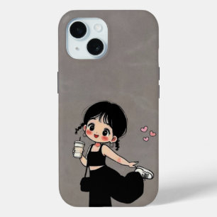 Mooie Cartoon Meisje Phonehoesje iPhone 15 Case