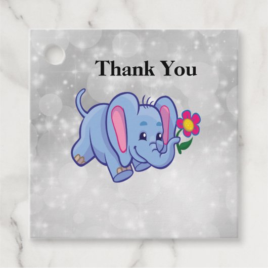 Mooie cartoon olifant bedankjes labels (Voorkant)