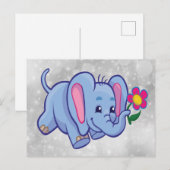 Mooie cartoon olifant briefkaart (Voorkant / Achterkant)