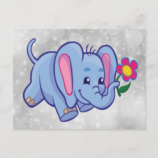 Mooie cartoon olifant briefkaart (Voorkant)