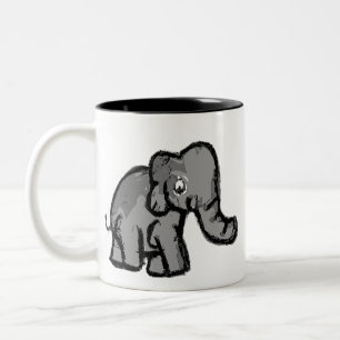 Mooie Cartoon Olifant Koffiemok voor Kinderen Tweekleurige Koffiemok