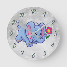 Mooie cartoon olifant ronde klok