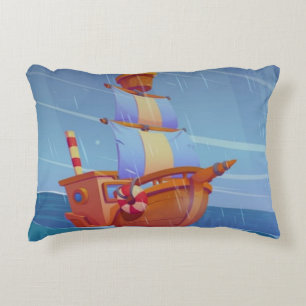 Mooie Cartoon Piratenschip Accentkussen Accent Kussen