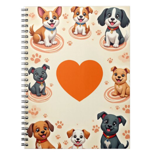 Mooie Cartoon Puppies Notitieboek Lieflijke Honden (Voorkant)