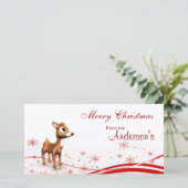Mooie Cartoon Rendier Kerst Cadeautags Feestdagenkaart (Staand voorkant)