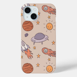 Mooie Cartoon Ruimtevaart Naadloos Patroon Ontwerp iPhone 15 Case