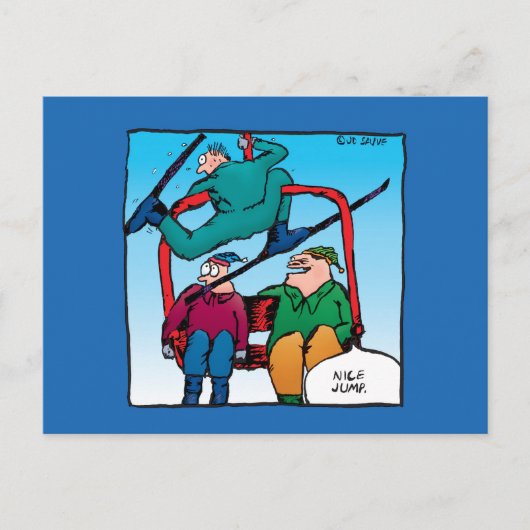 Mooie Cartoon Skiers Briefkaart (Voorkant)