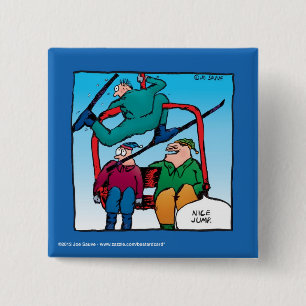 Mooie Cartoon Skiers Vierkante Button 5,1 Cm