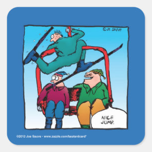 Mooie Cartoon Skiers Vierkante Sticker