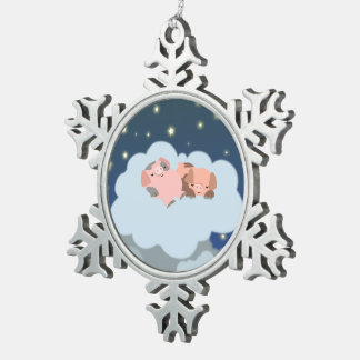 Mooie Cartoon Slapende Biggetjes Tin Ornament
