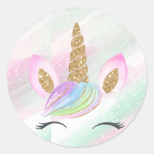 Mooie Cartoon Unicorn W/ Regenboog Ronde Sticker