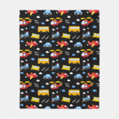 Mooie Cartoon Voertuigen Patroon Fleece Deken (Voorkant)