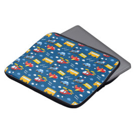Mooie Cartoon Voertuigen Patroon Laptop Sleeve