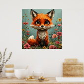 Mooie Cartoon Vos Dieren Muur Kunst Voor Kinderkam Poster (Keuken)