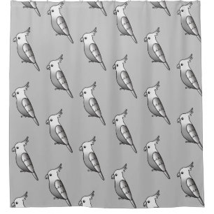 Mooie Cartoon Whiteface Cockatiel Vogel Patroon Douchegordijn