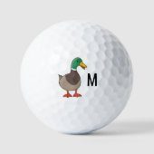 Mooie Cartoon Wilde Eend Monogram Initiaal Golfballen (Voorkant)