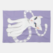 Mooie Cartoon witte kat Theedoek (Horizontaal)