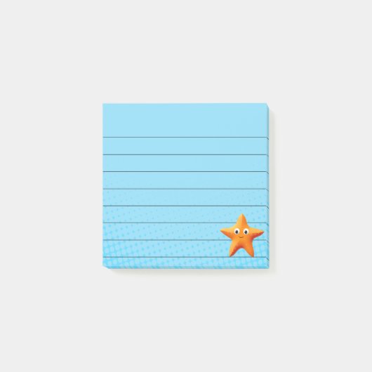 Mooie Cartoon Zeester Blauwe Oceaan Gelijnd Post-i Post-it® Notes (Voorkant)