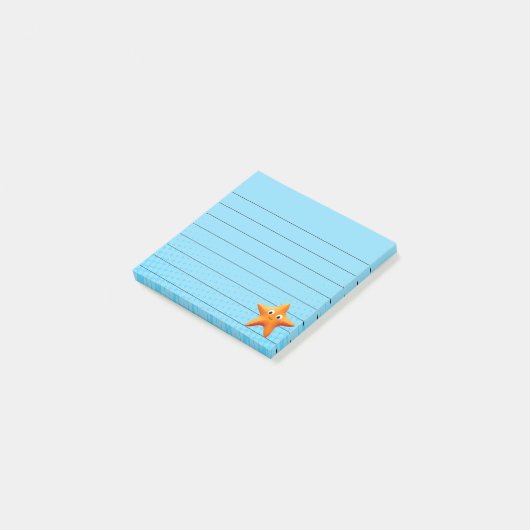 Mooie Cartoon Zeester Blauwe Oceaan Gelijnd Post-i Post-it® Notes (Schuin)