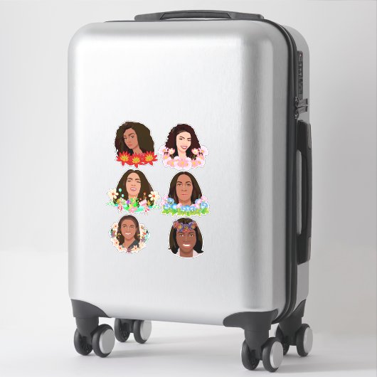 Mooie Cartoon zwarte Afrikaanse vrouwen drijven ku Sticker (Koffer)
