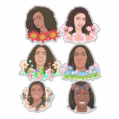 Mooie Cartoon zwarte Afrikaanse vrouwen drijven ku Sticker (Voorkant)