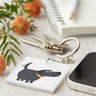 Mooie Cartoon Zwarte Labrador Acrylsleutelhanger Sleutelhanger