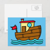 Mooie Cartoonboot Illustratie Briefkaart (Voorkant / Achterkant)