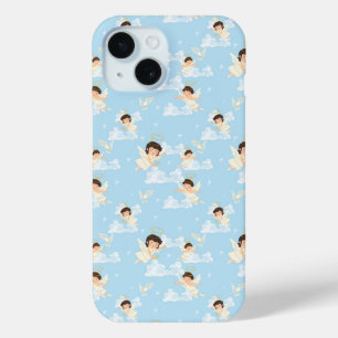 Mooie Cartoonengelen En Duiven Naadloos Patroon iPhone 15 Case
