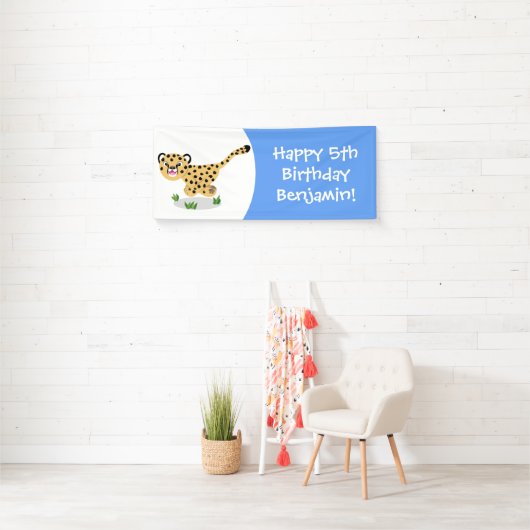 Mooie cartoonillustratie van een rennende jachtlui spandoek (Insitu)