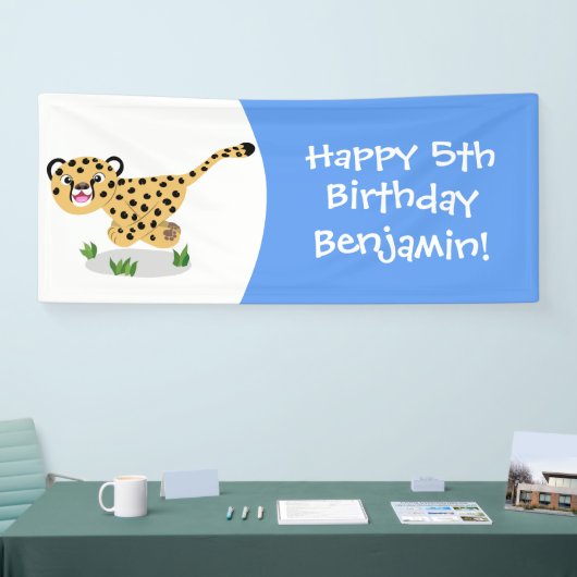 Mooie cartoonillustratie van een rennende jachtlui spandoek (Beurs)