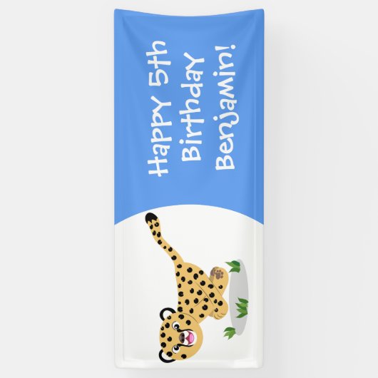 Mooie cartoonillustratie van een rennende jachtlui spandoek (Verticaal)