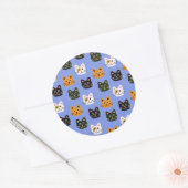 Mooie Cartoonkatten, kleurrijk en leuk Ronde Sticker (Envelop)