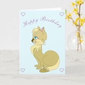 Mooie Cat Birthday Kaart (Gele Bloem)