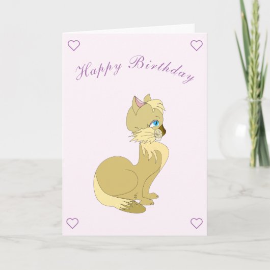 Mooie Cat Birthday Kaart - (Voorkant)