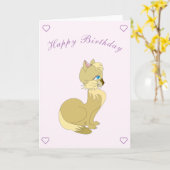 Mooie Cat Birthday Kaart - (Gele Bloem)