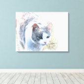Mooie Cat Canvas Art Afdruk (Insitu (Houten vloer))
