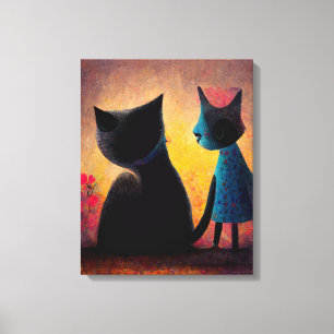 Mooie Cat Girl Happy International Cat Day Canvas Afdruk
