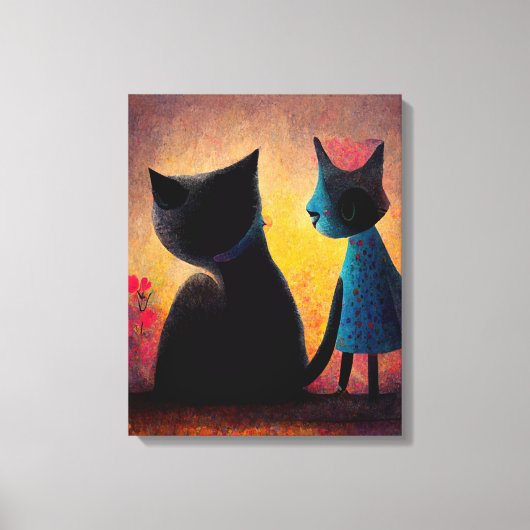 Mooie Cat Girl Happy International Cat Day Canvas Afdruk (Voorkant)