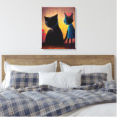 Mooie Cat Girl Happy International Cat Day Canvas Afdruk (Insitu (Slaapkamer))