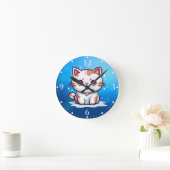 Mooie Cat Kawaii stijl Clipart-47758 Ronde Klok (Huis)